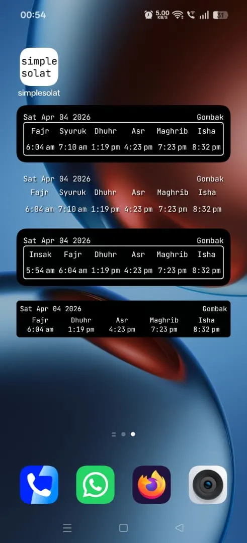The widgets in dark mode